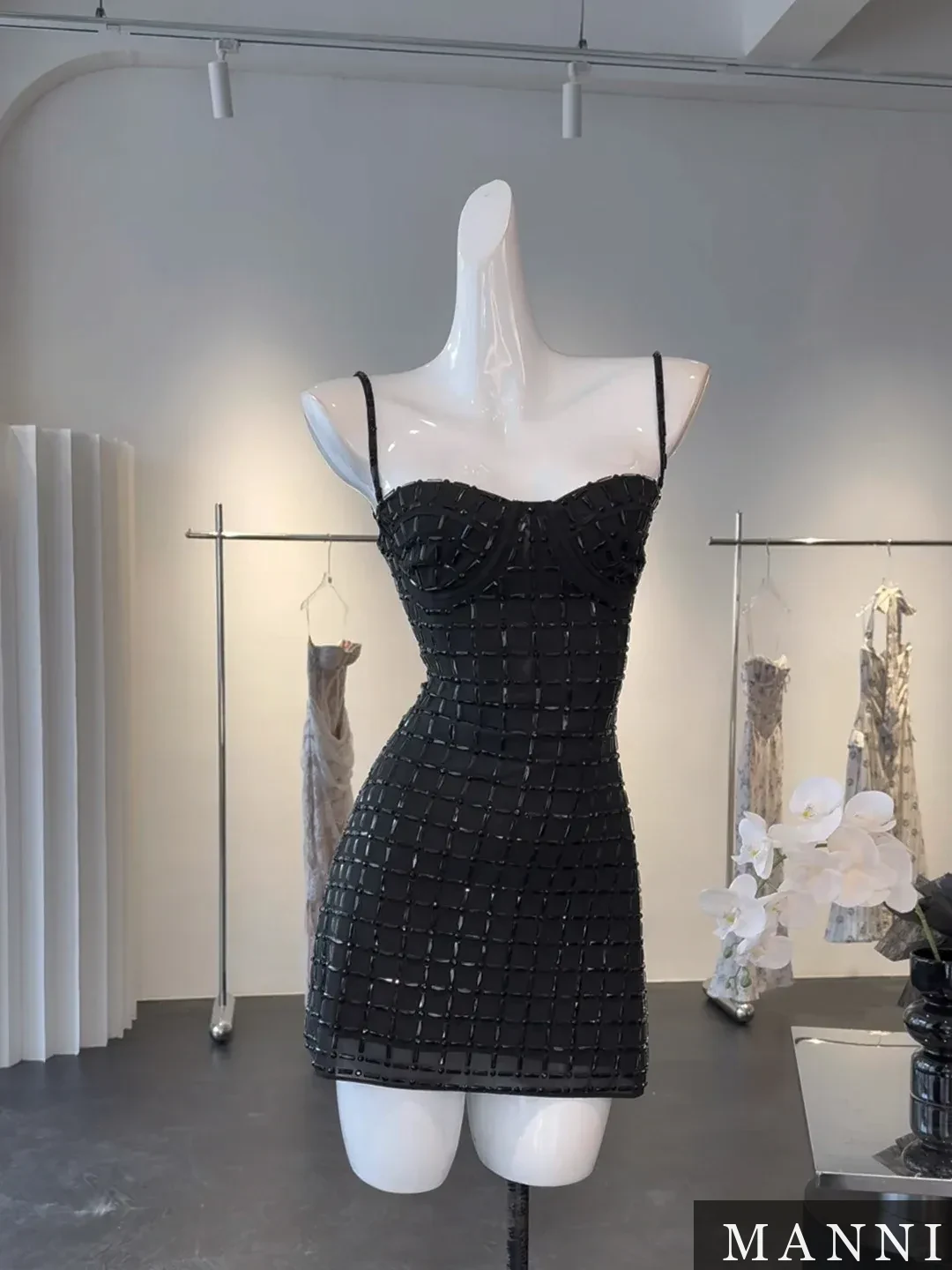 Glitter Bias Slip Dress · M4936